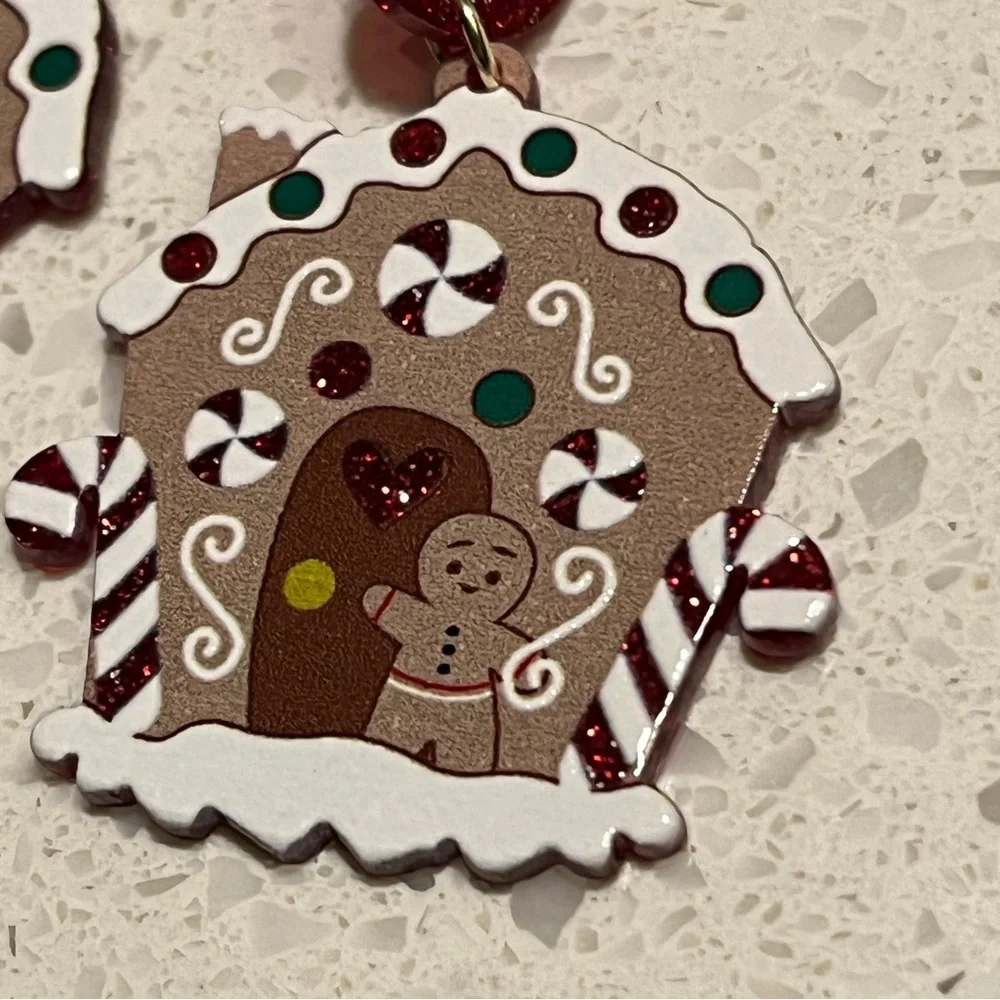 Festive Gingerbread House‎ Earrings